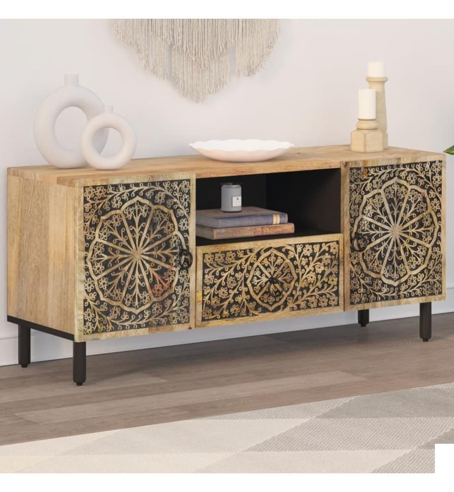 Meuble TV 105x33x46 cm Bois massif de manguier