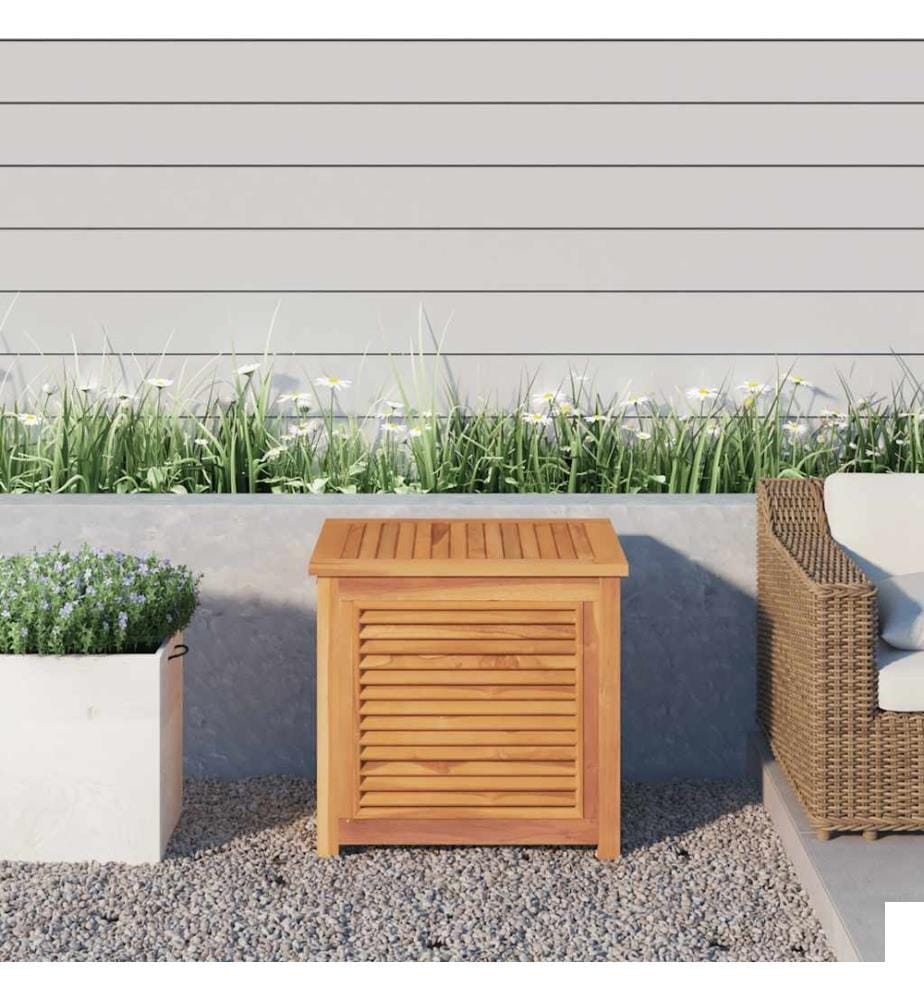 Boîte de rangement de jardin et sac 60x50x58cm bois massif teck