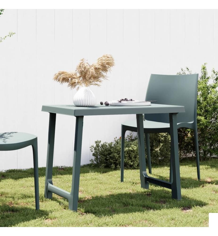 Table de camping vert 79x56x64 cm PP aspect de bois