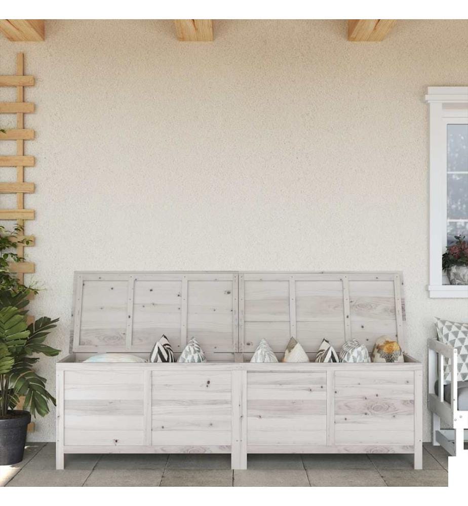 Boîte de rangement de jardin blanc bois massif de sapin