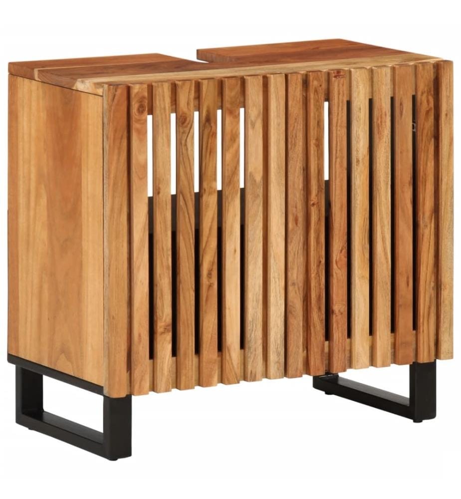 Armoire lavabo de salle de bain 62x34x58cm bois massif d'acacia