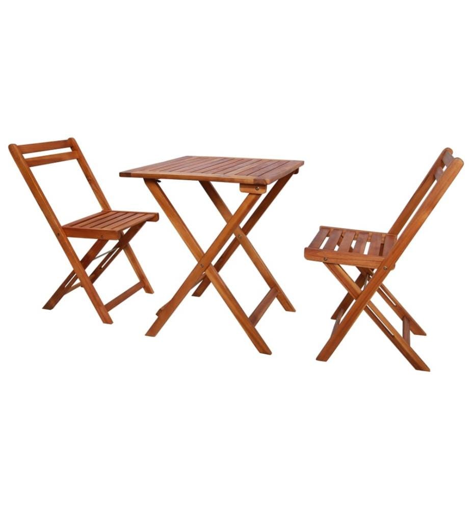 Mobilier de bistro pliable 3 pcs Bois d'acacia solide