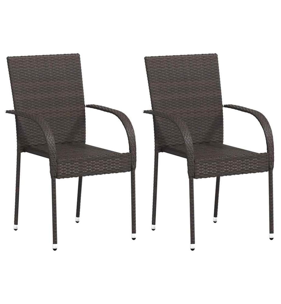 Chaises empilables d'extérieur lot de 2 Résine tressée Marron