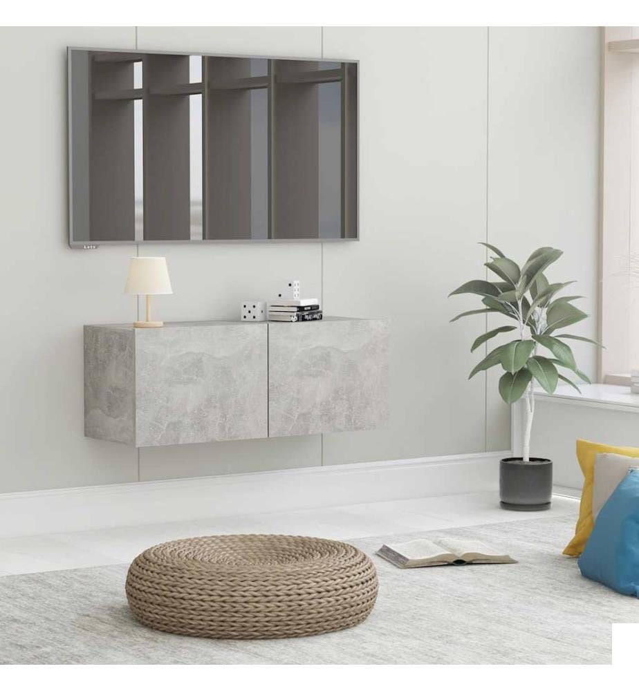 Meuble TV Gris béton 80x30x30 cm Bois dingénierie