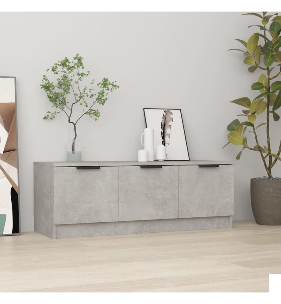 Meuble TV Gris béton 102x35x36,5 cm Bois d'ingénierie