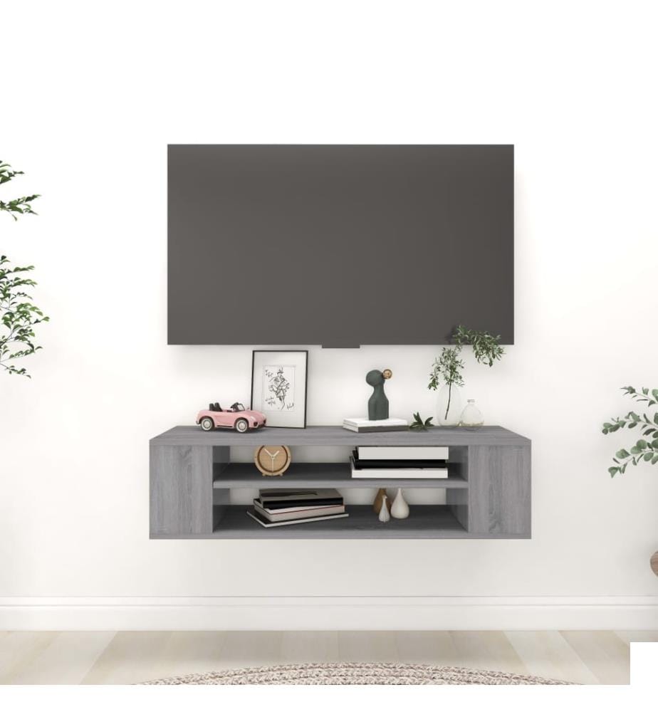Armoire TV suspendue Sonoma gris 100x30x26,5 cm Bois Ingénierie