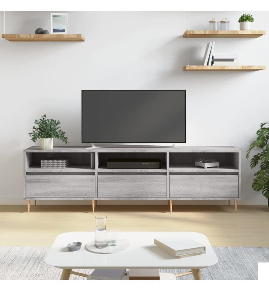 Meuble TV sonoma gris 150x30x44,5 cm bois d'ingénierie