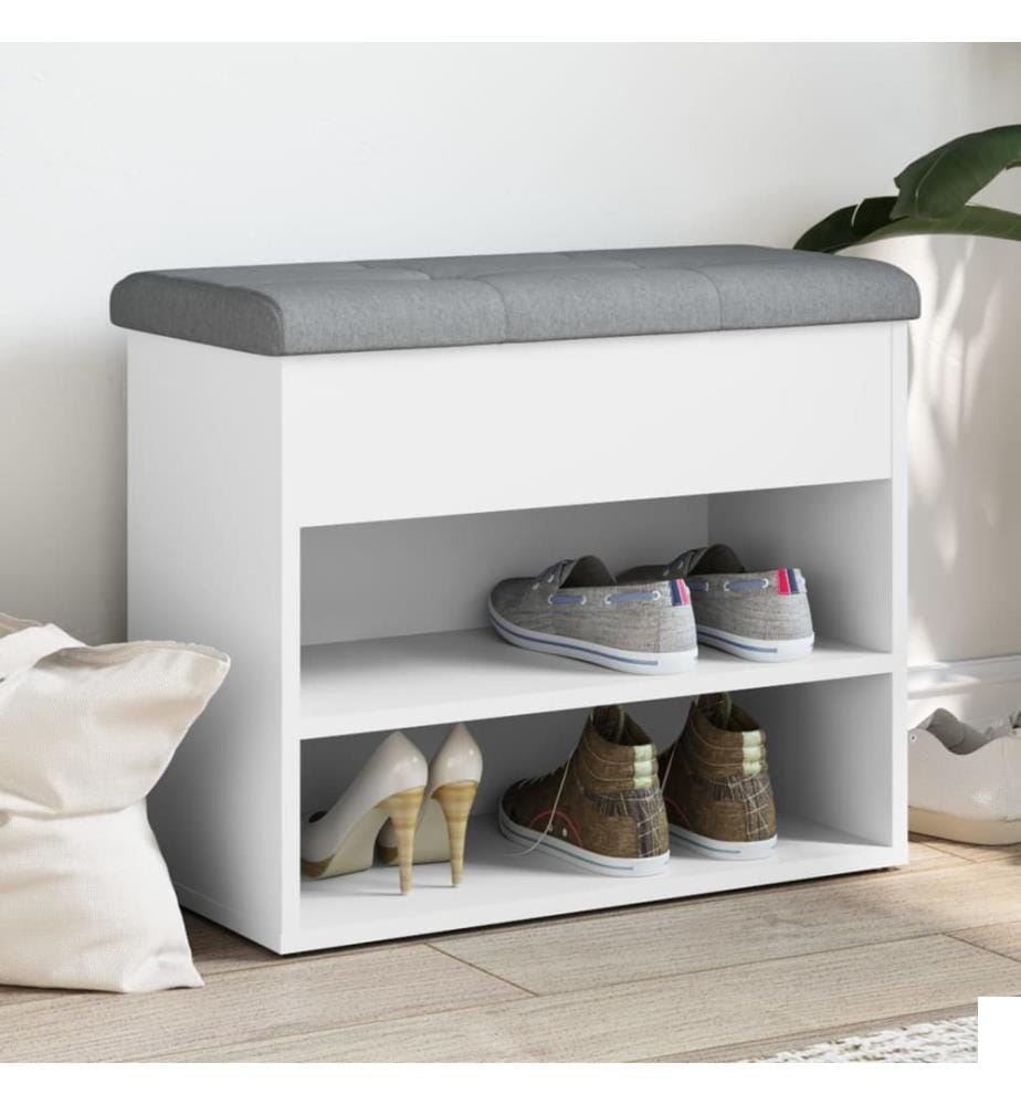 Banc à chaussures Blanc 62x32x50 cm Bois d'ingénierie