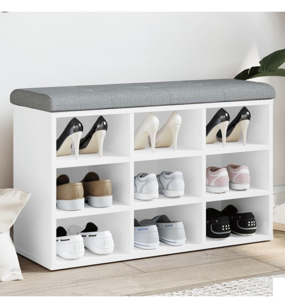 Banc à chaussures Blanc 82x32x50 cm Bois d'ingénierie