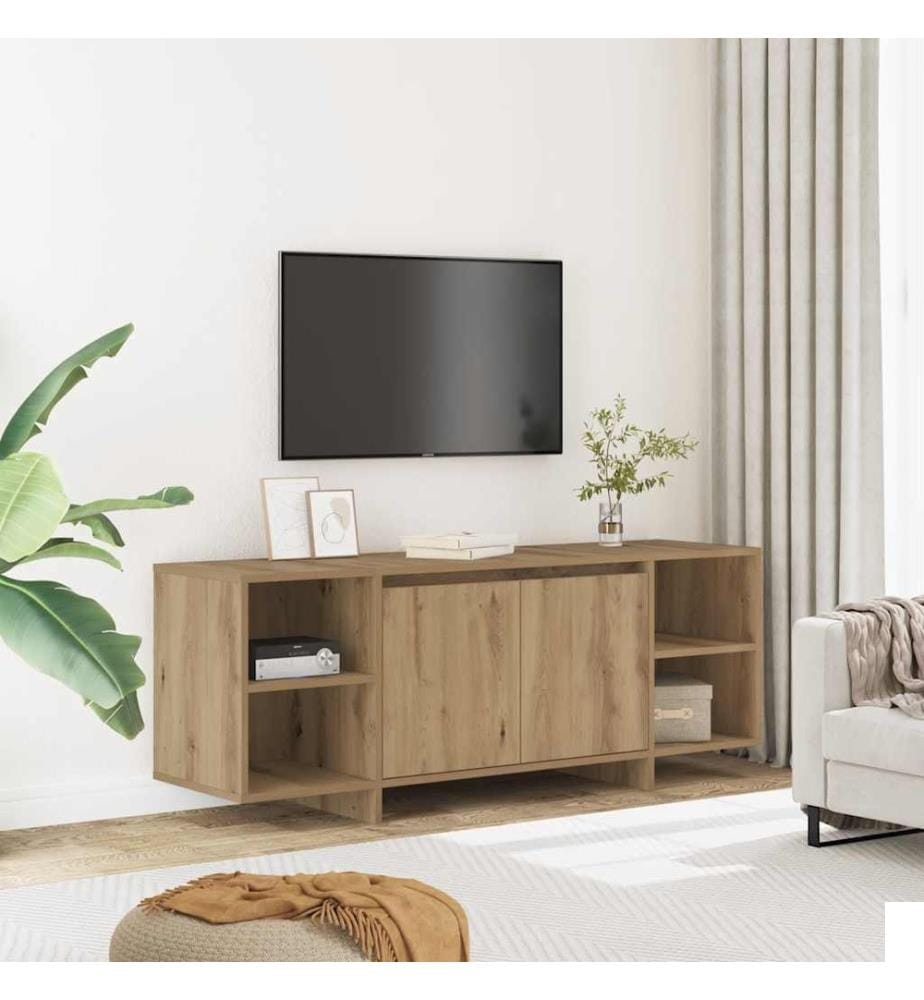 Meuble TV chêne artisanal 130x35x50 cm bois d'ingénierie