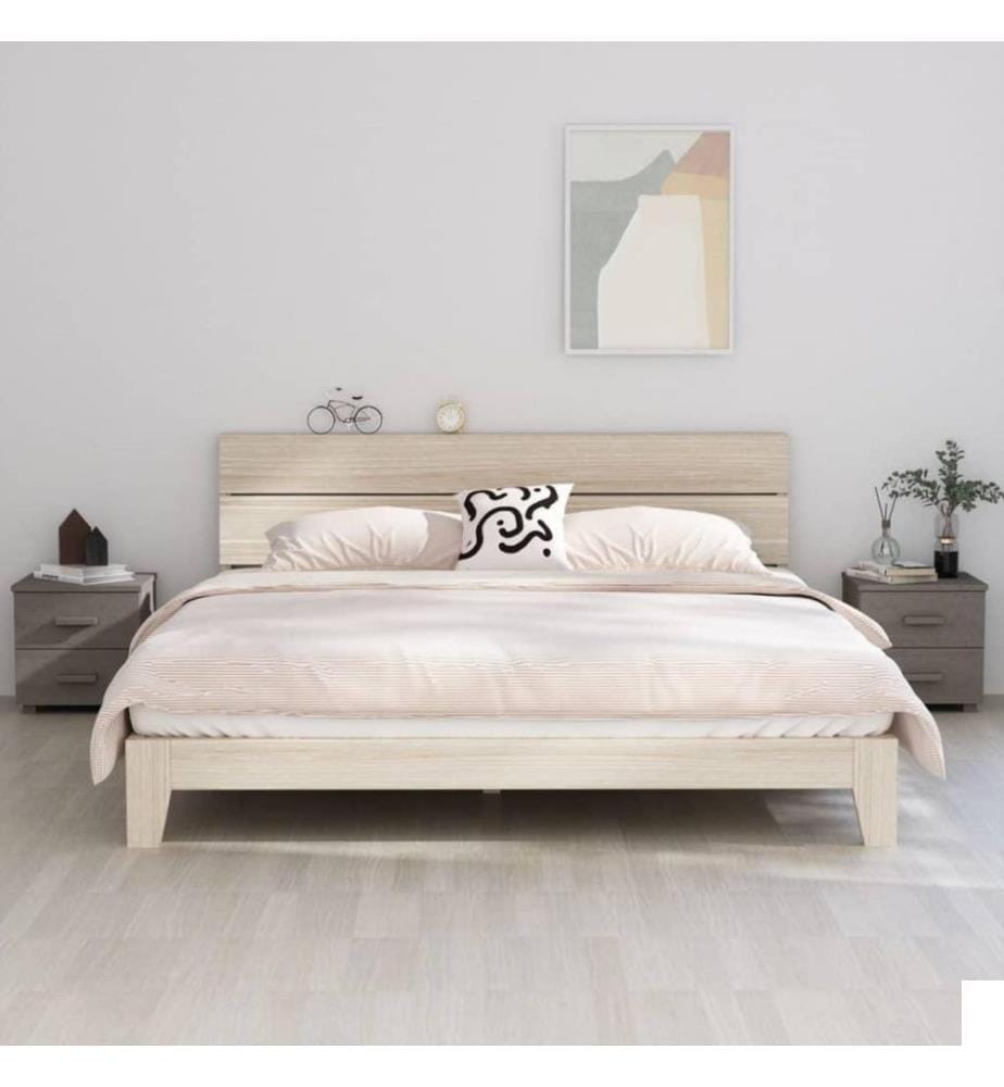 Tables de chevet HAMAR 2pcs Gris clair 40x35x44,5cm Bois massif