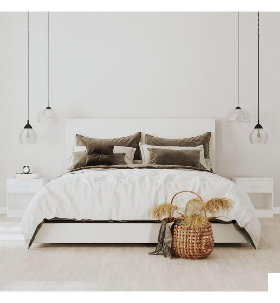 Tables de chevet 2 pcs avec tiroir Blanc brillant