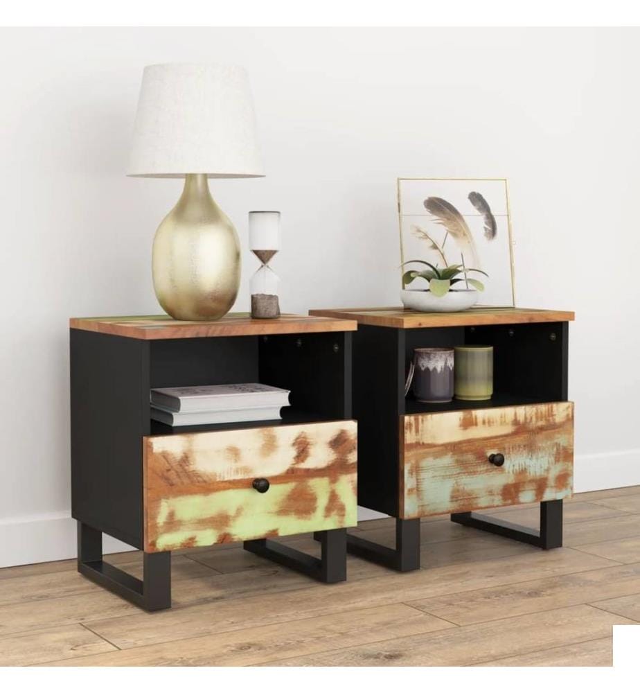 Tables de chevet 2 pcs Bois de récupération et d'ingénierie