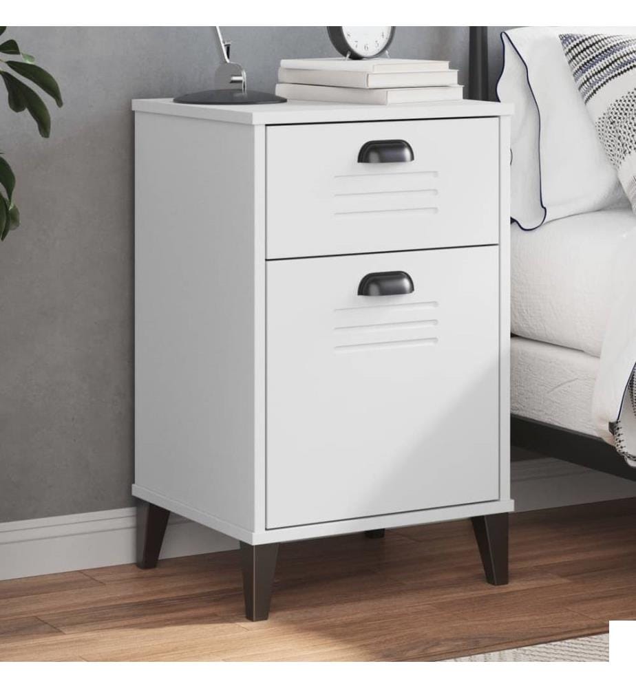Table de chevet VIKEN blanc bois de pin solide