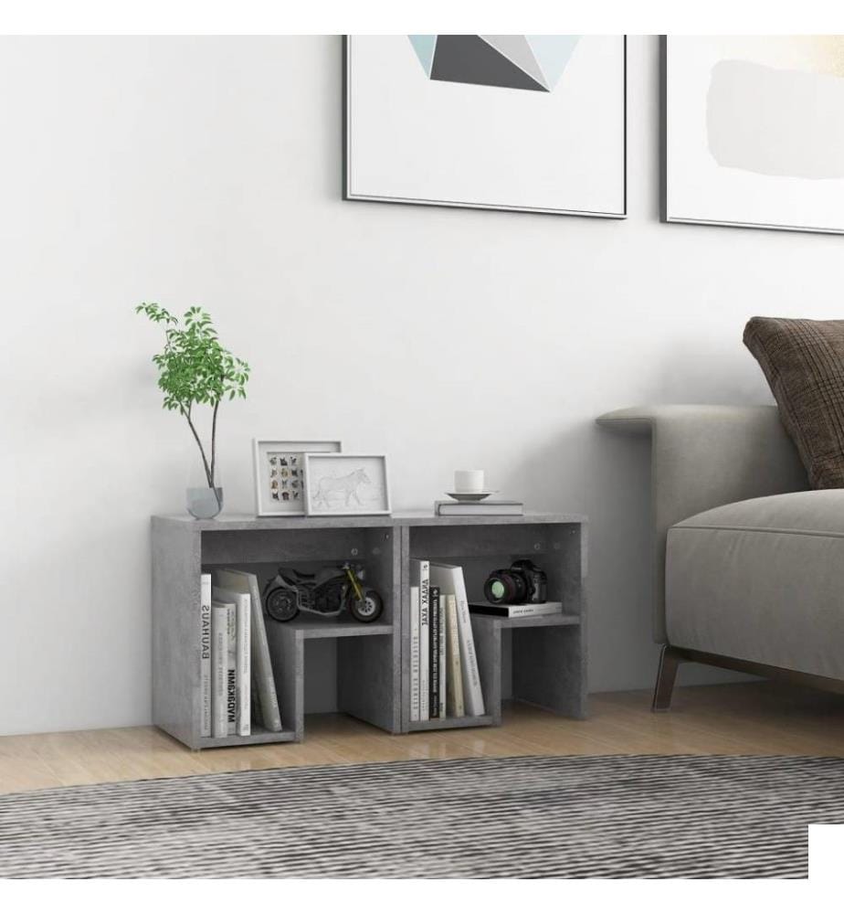 Tables de chevet 2 pcs Gris béton 40x30x40 cm Aggloméré