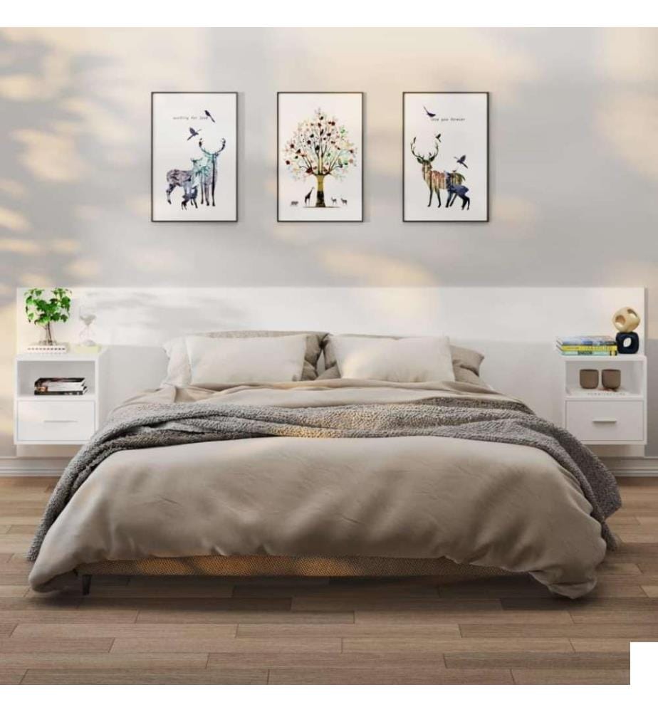 Tables de chevet murales 2 pcs Blanc