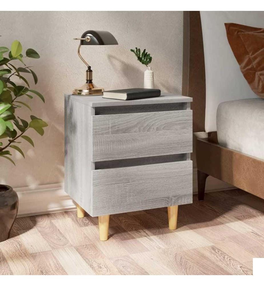 Tables de chevet pieds en bois 2 pcs Sonoma gris 40x35x50 cm