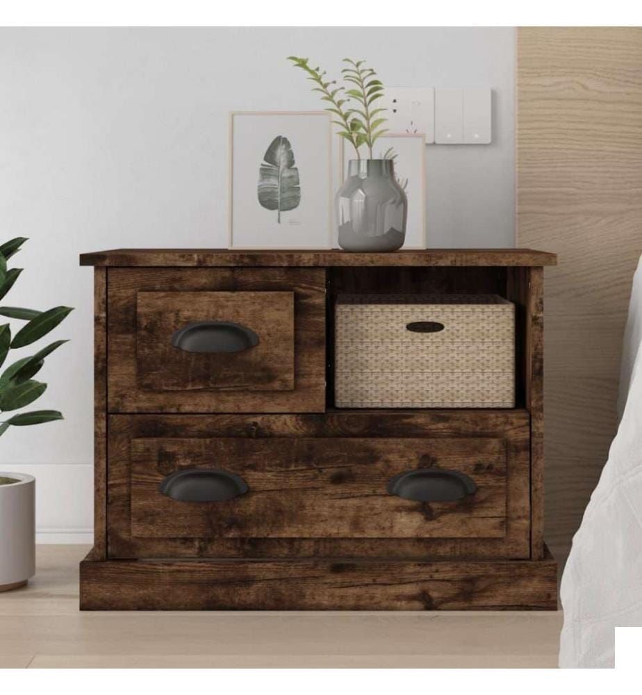 Table de chevet chêne fumé 60x39x45 cm