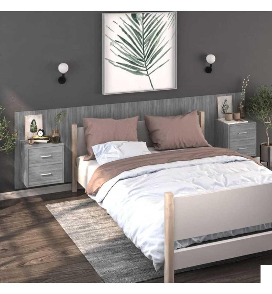 Tables de chevet murales 2 pcs Sonoma gris