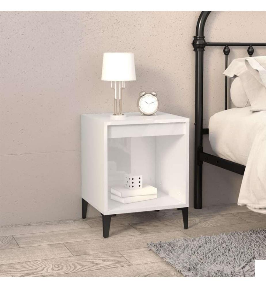 Table de chevet Blanc brillant 40x35x50 cm