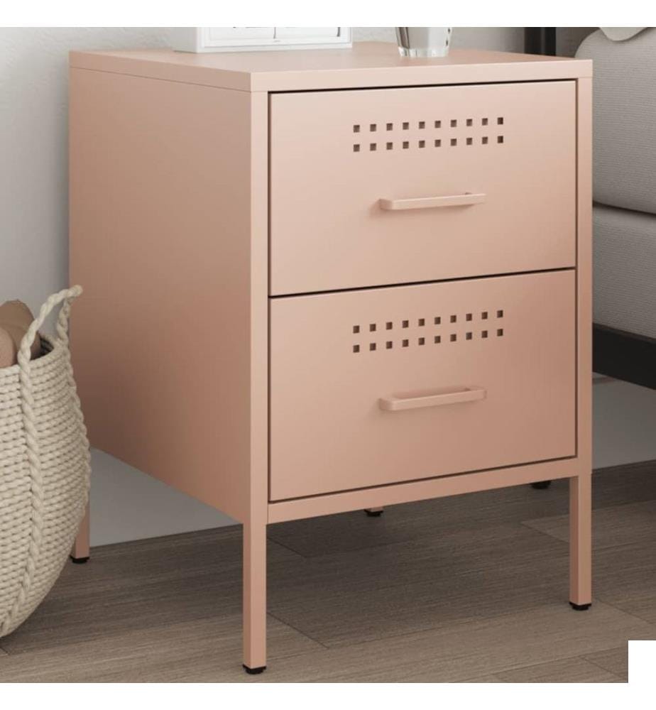Table de chevet rose 36x39x50,5 cm acier