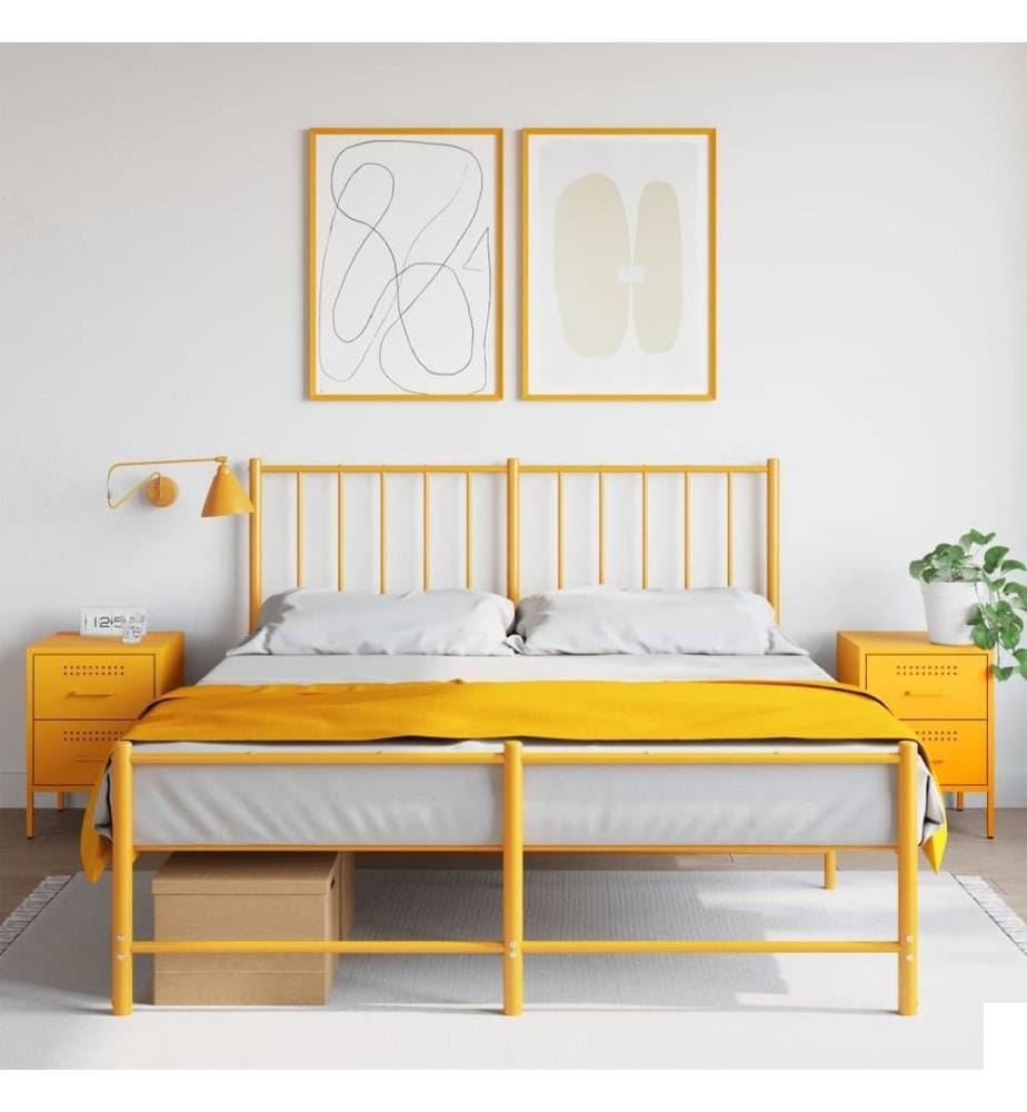Tables de chevet 2 pcs jaune moutarde 36x39x50,5 cm acier