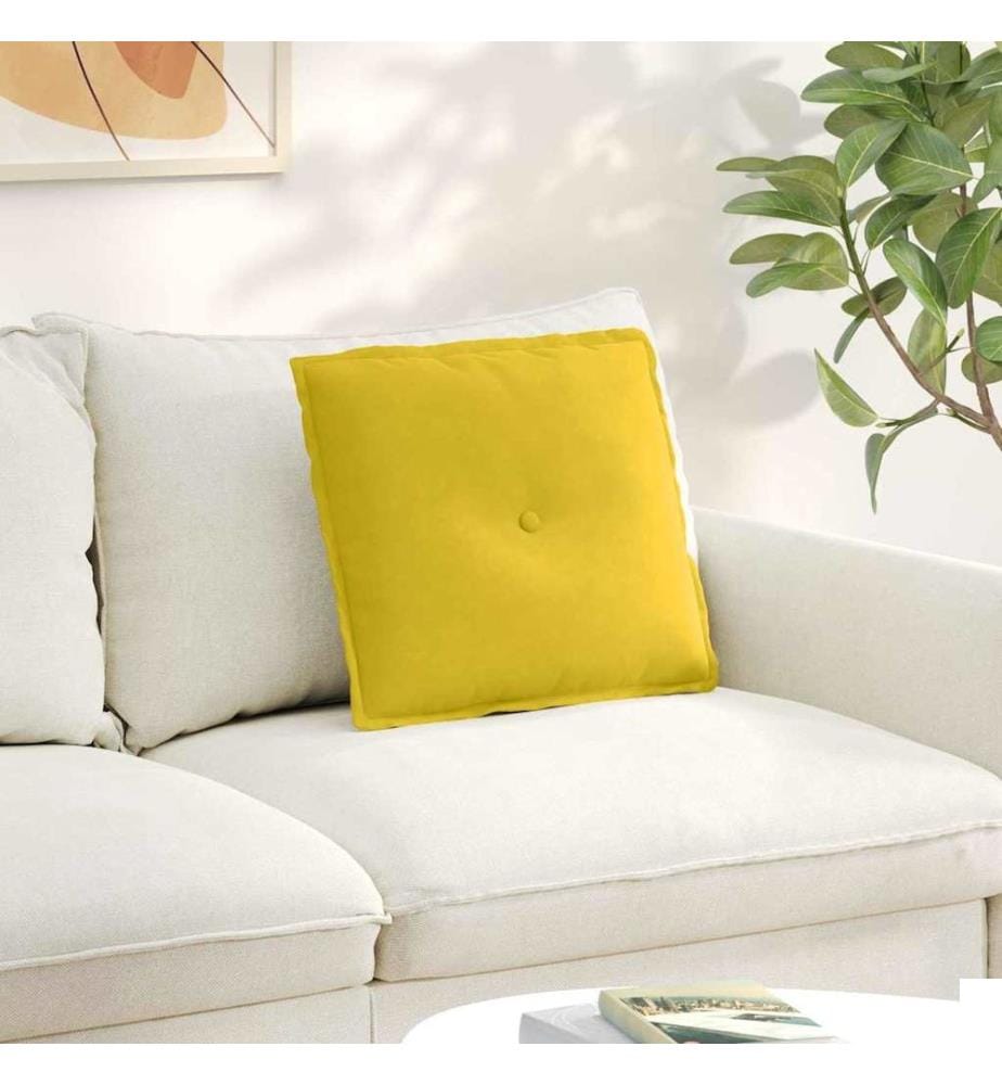 Coussin de Dos Jaune 50 x 45 cm Tissu en velours côtelé