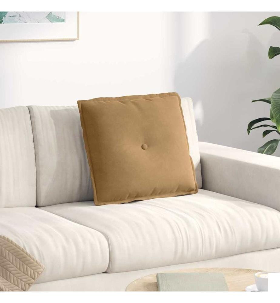 Coussin de Dos Marron 50 x 45 cm Tissu en velours côtelé