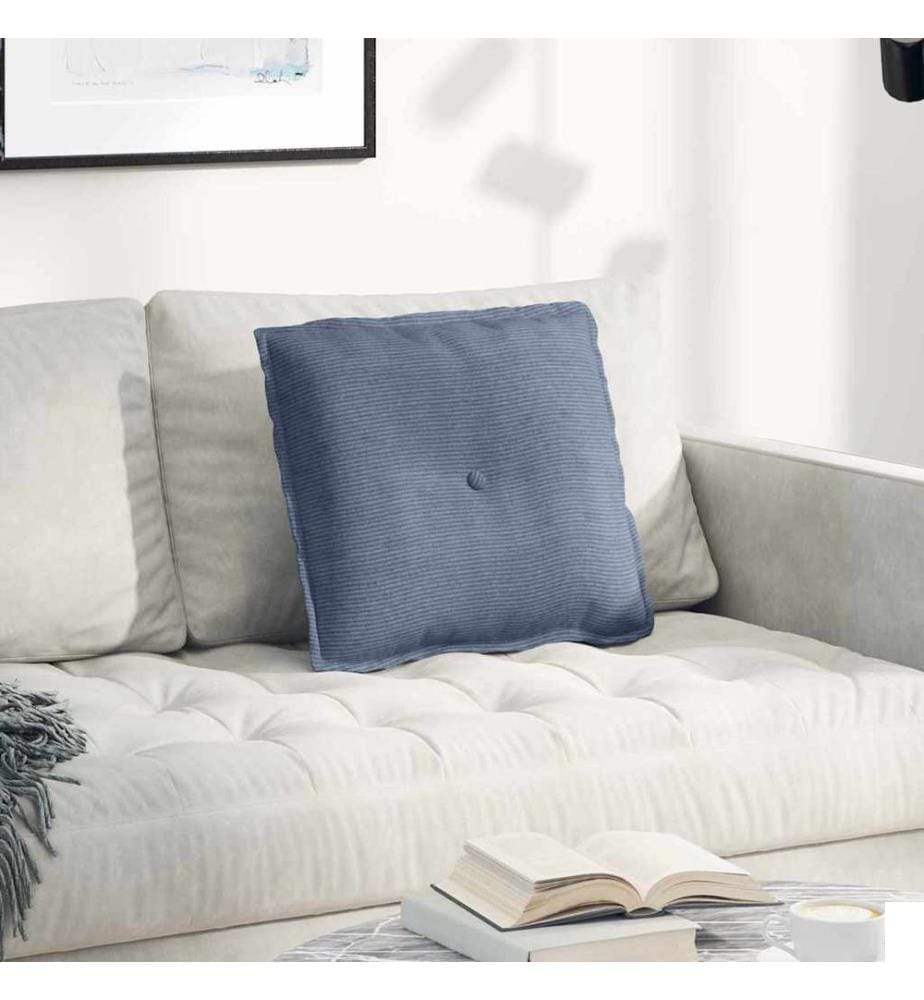Coussin de Dos Bleu 50 x 45 cm Tissu en velours côtelé