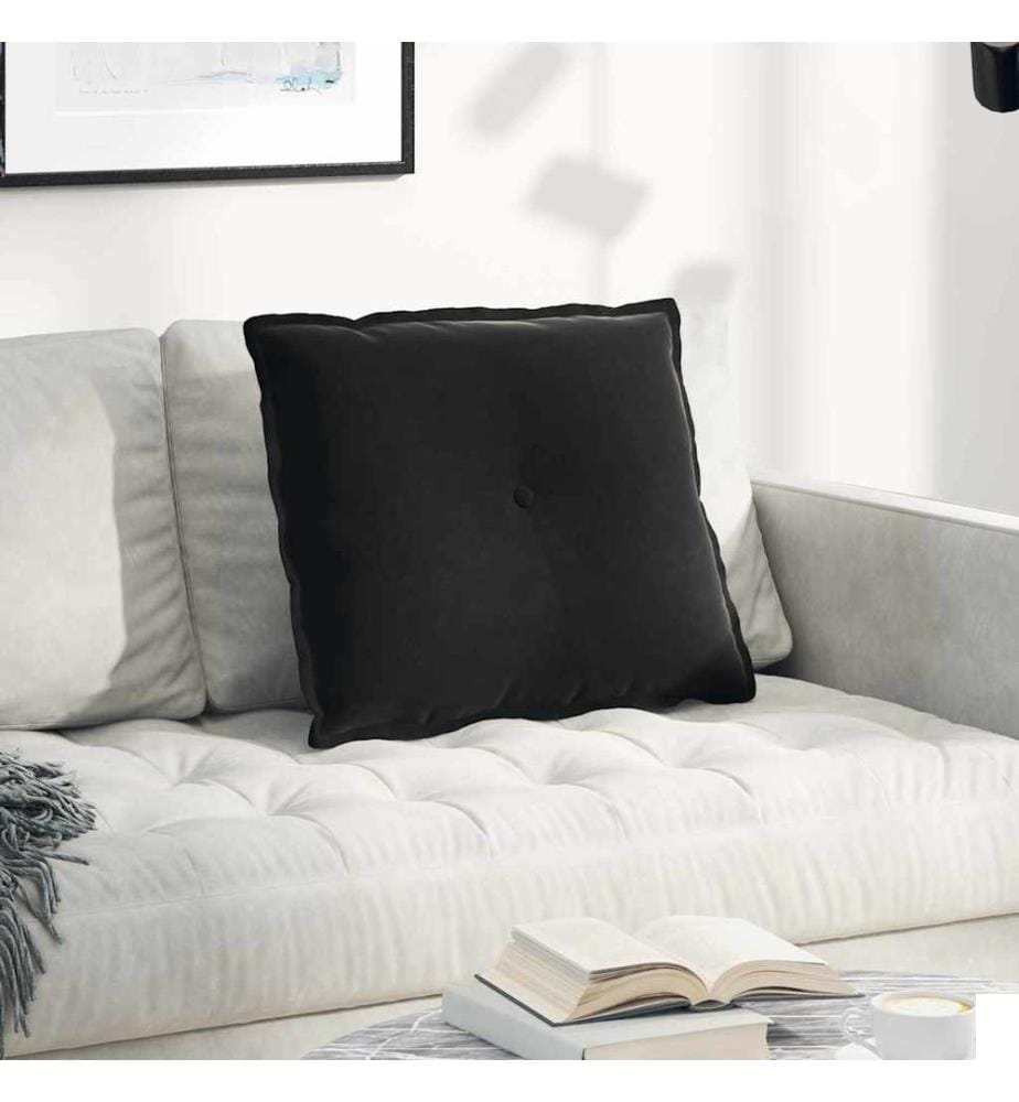 Coussin de Dos Noir 60 x 50 cm Tissu en velours côtelé