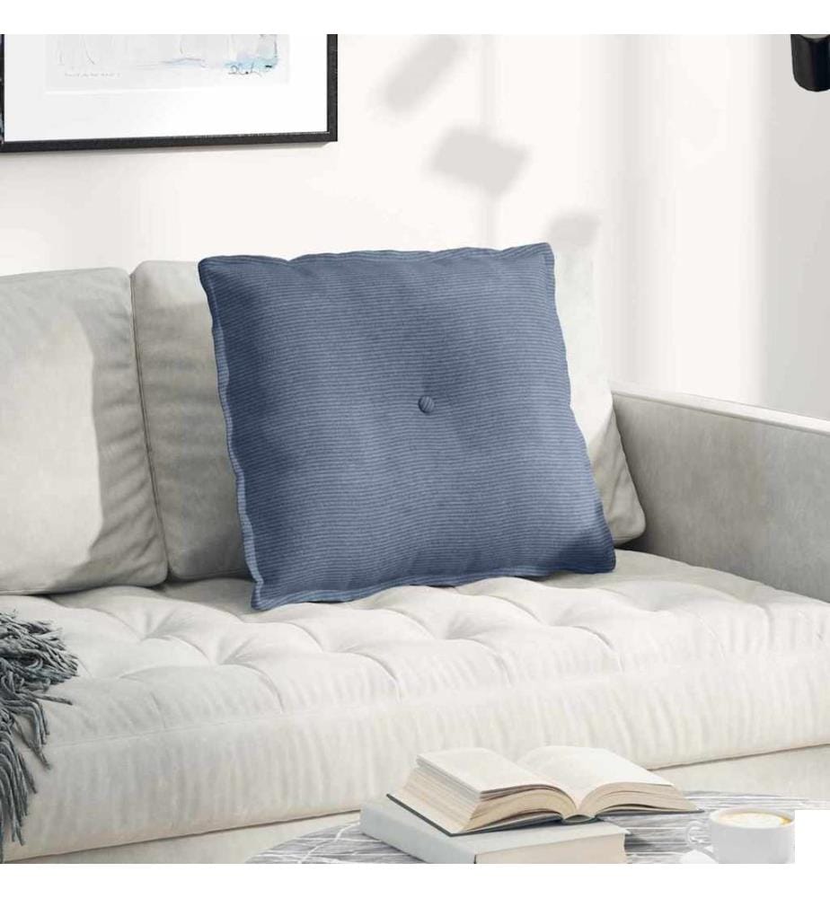 Coussin de Dos Bleu 60 x 50 cm Tissu en velours côtelé