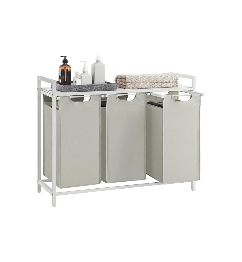 VASAGLE - Corbeille à linge avec tablette 3 x 38 l, Blanc