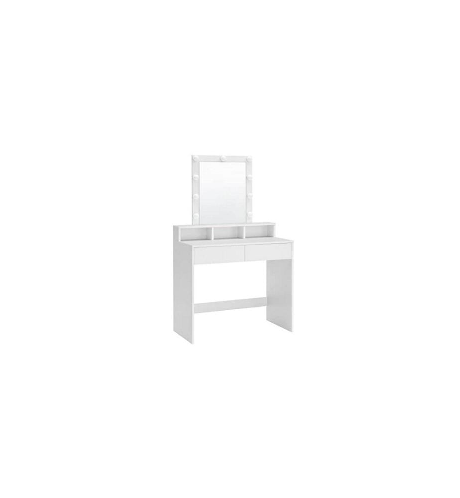 VASAGLE - Coiffeuse avec miroir Blanc
