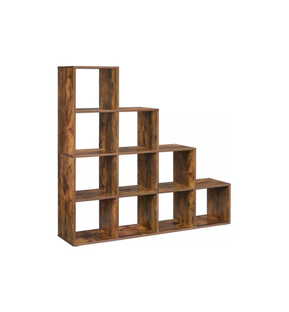 VASAGLE - Étagère avec 10 cubes 129,5 x 29 x 129,5 cm, Brun