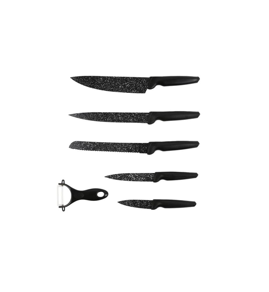 GOURMETMAXX - Set de couteaux avec éplucheur 6 pièces, Noir