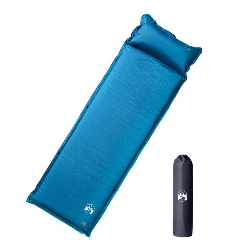 Matelas de camping autogonflant oreiller 1 personne turquoise