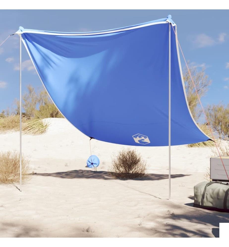 Auvent de plage avec ancres de sable bleu 214x236 cm
