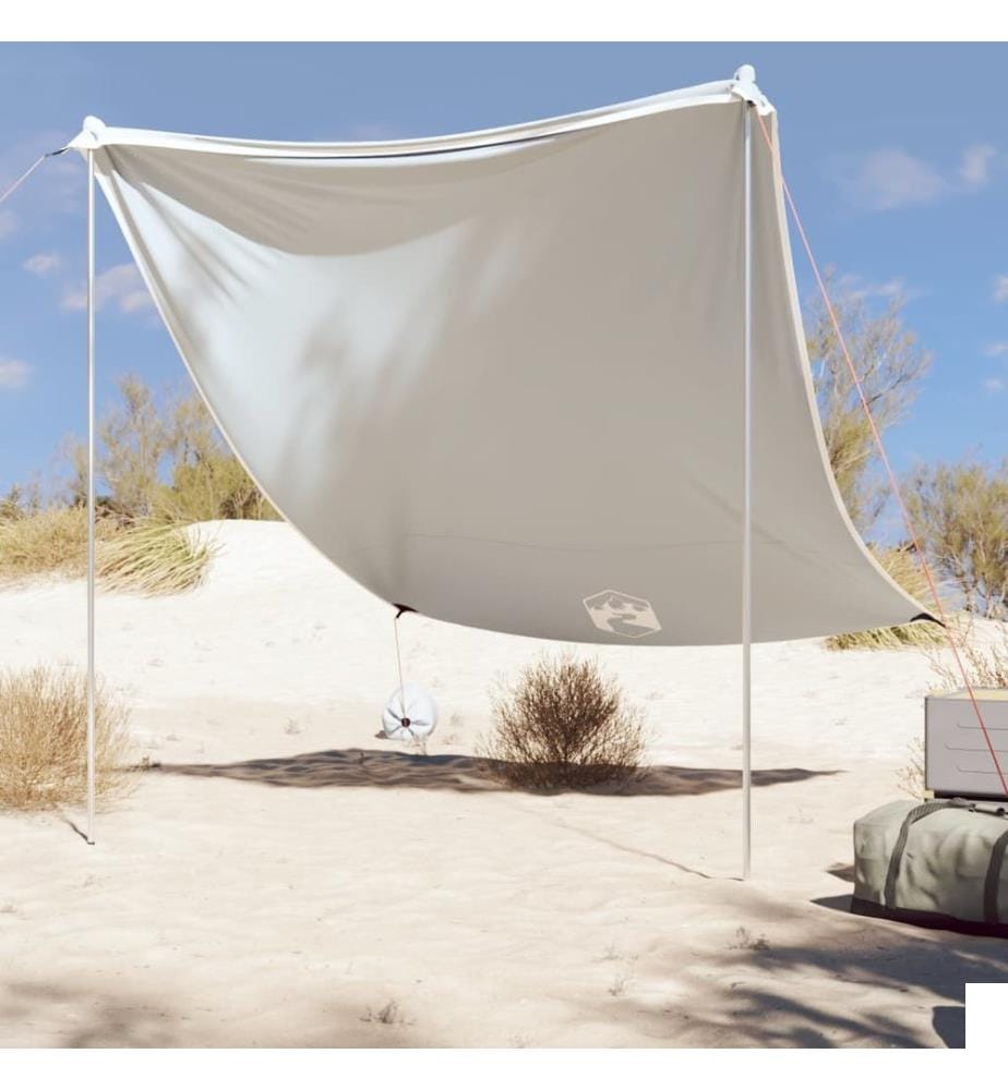 Auvent de plage avec ancres de sable gris 214x236 cm