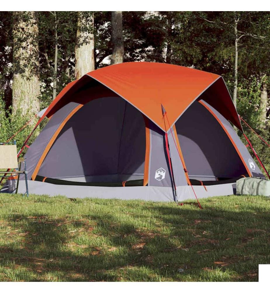 Tente de camping de cabine 4 personnes gris orange imperméable