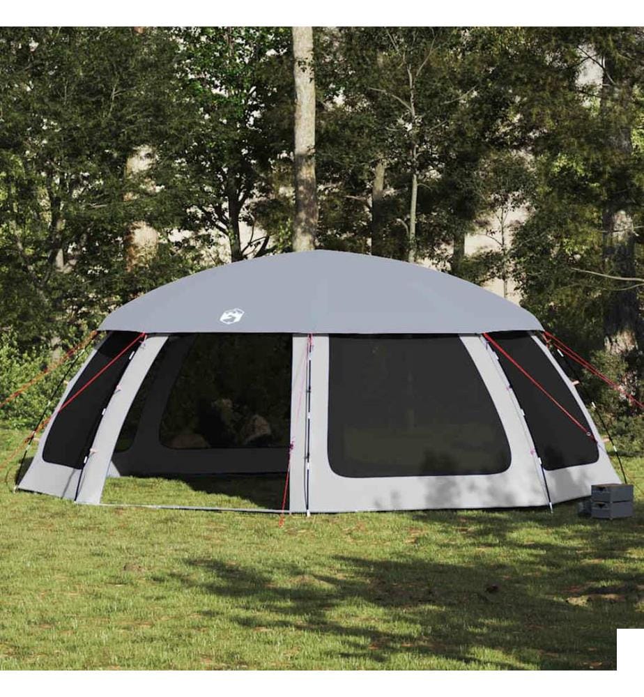 Tente piscine toit amovible parois maille gris 690x690 cm