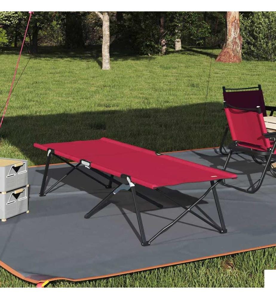 Lit de camping pliant Rouge 206 x 76 x 74 cm Oxford et acier