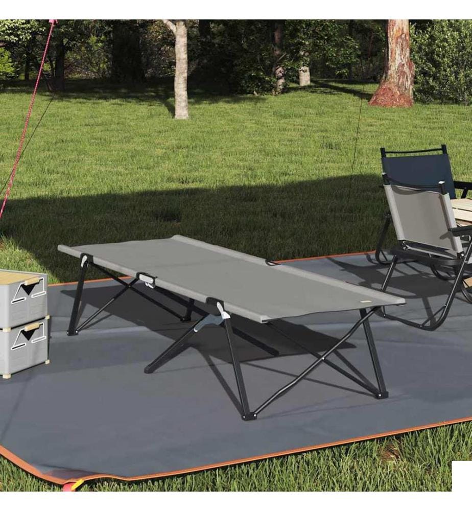 Lit de camping pliant Gris 206 x 76 x 74 cm Oxford et acier