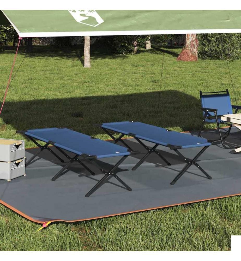 Lit de camping pliant 2 pcs Bleu 193 x 69 x 45 cm Tissu Oxford
