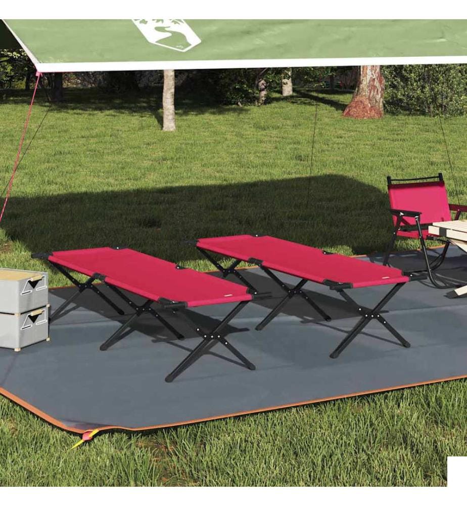 Lit de camping pliant 2 pcs Rouge 193 x 69 x 45 cm Tissu Oxford