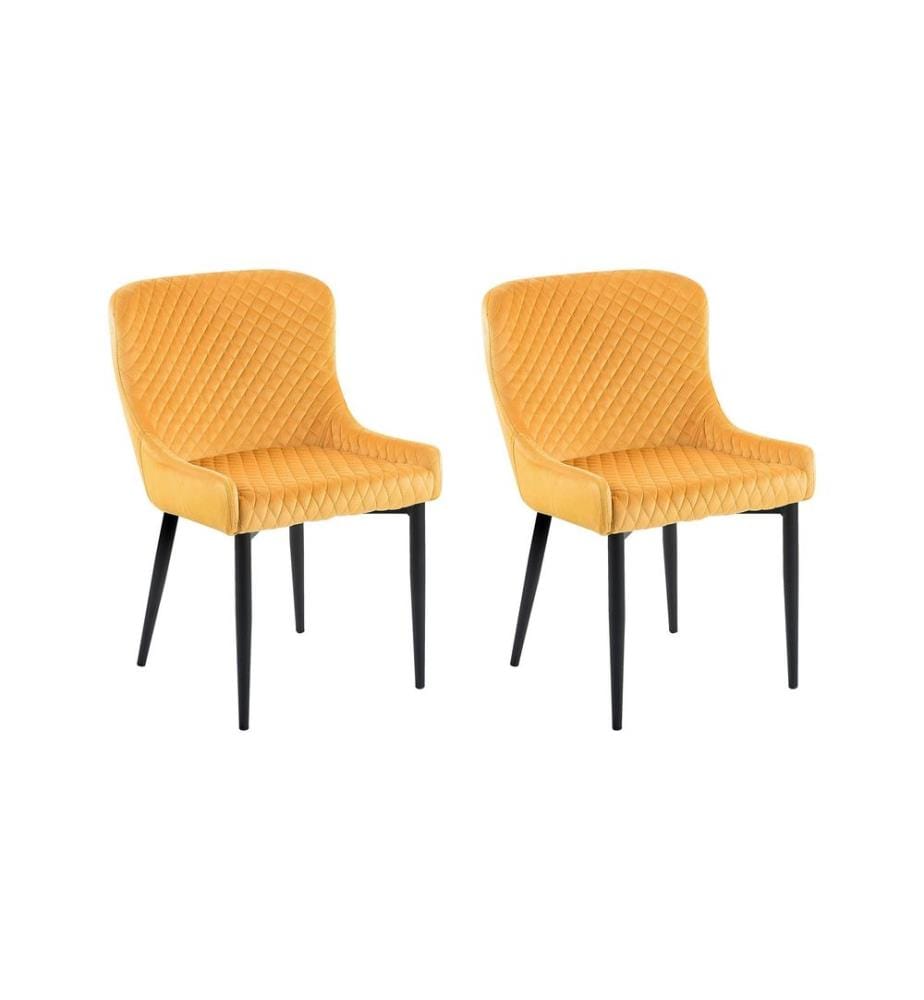 Lot de 2 chaises de salle à manger SOLANO Velours Jaune