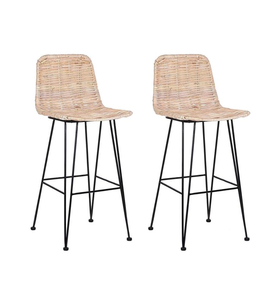 Lot de 2 chaises de bar CASSITA Rotin Naturel