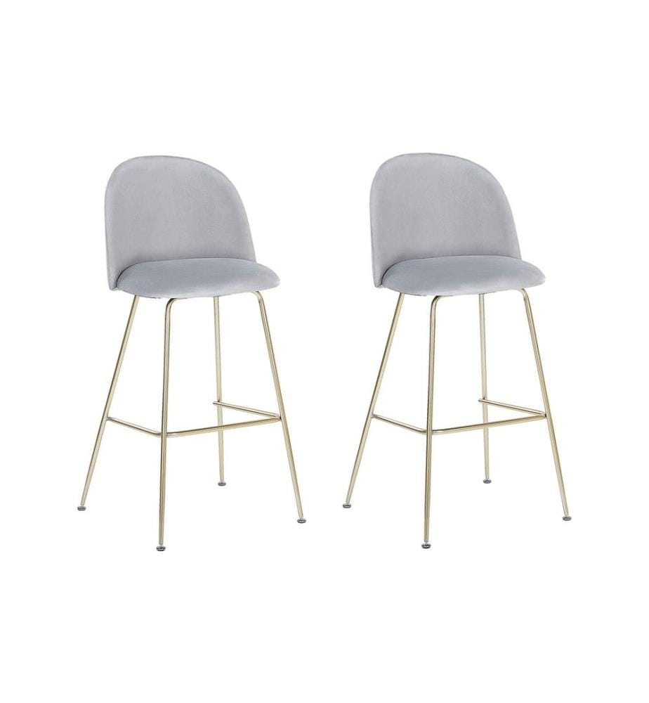 Lot de 2 chaises de bar ARCOLA Velours Gris clair