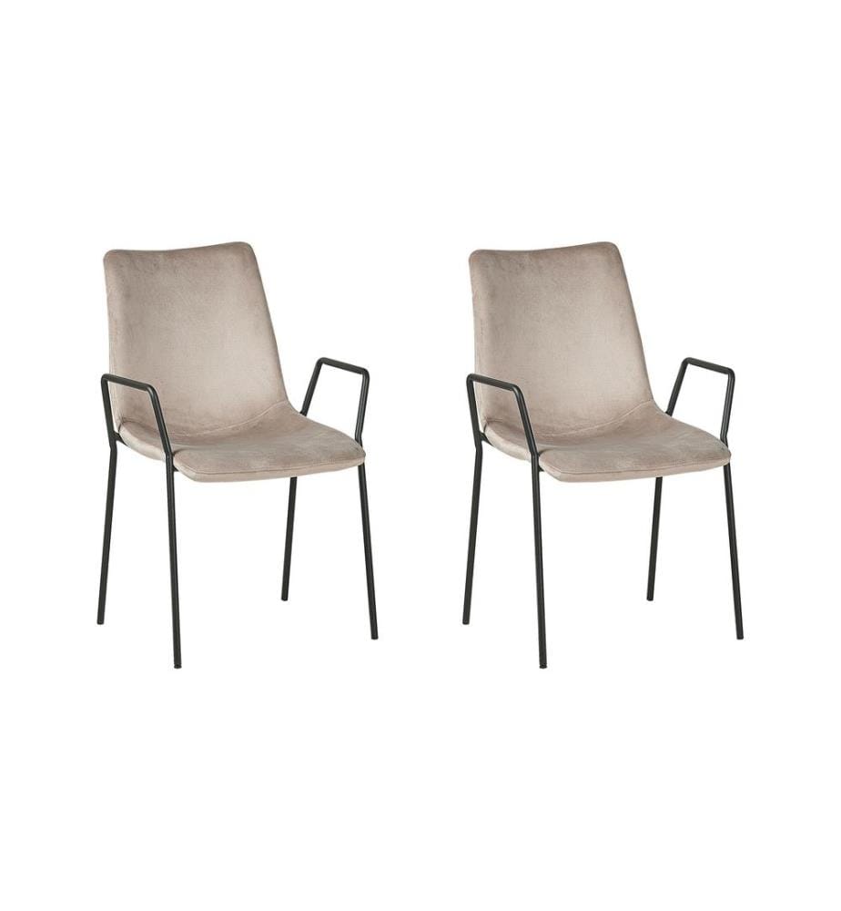 Lot de 2 chaises de salle à manger JEFFERSON Velours Taupe