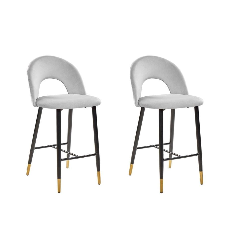 Lot de 2 chaises de bar FALTON Velours Gris