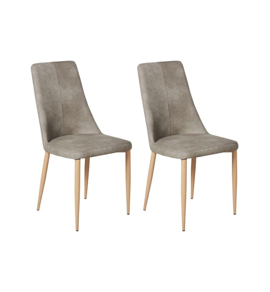 Lot de 2 chaises de salle à manger CLAYTON Cuir PU Gris clair